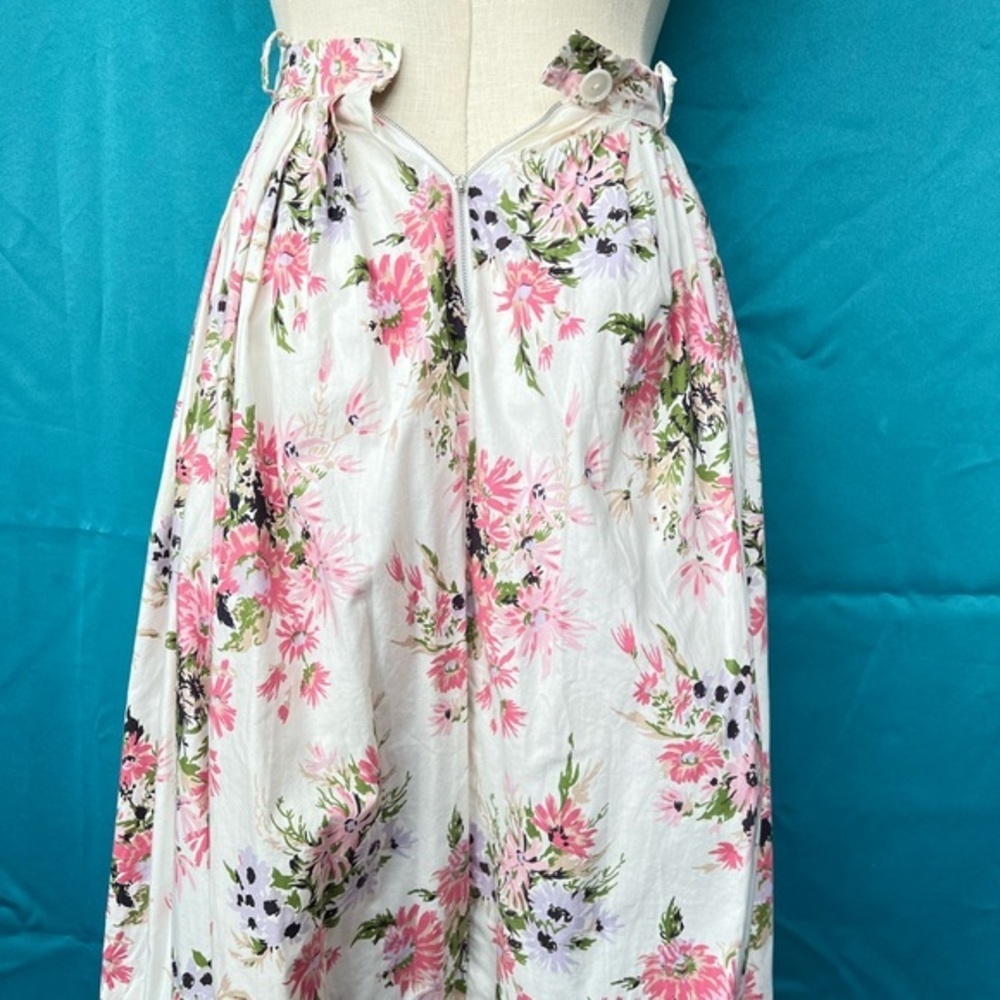 Y2K Roxy Floral Midi Skirt Pink White Cottagecore Boho Size 00 - Picture 5 of 6
